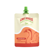 Sachet souple personnalisé imprimé avec bec verseur et bouchon torsadé pour friandises à lécher pour animaux de compagnie, purée, liquides, collations et aliments crémeux pour chats et chiens