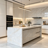 Dalle de marbre de jade grand format, étanche, polie sur mesure, veines de pierre naturelle, écologique, durable pour comptoir de cuisine de villa