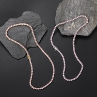 Chaîne tennis 4 mm en zircon rose et blanc, bijoux hip-hop, chaîne couleur diamant arc-en-ciel