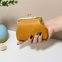 Dompet Koin Mini Vintage Warna Permen Wanita Dompet Pendek Gesper Dompet Uang Receh Stok Tersedia