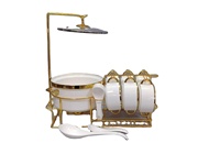 Ensemble de soupières, bols et cuillères personnalisés avec logo, ensemble de soupières en porcelaine de luxe avec support de rangement