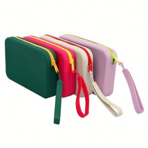 Pochette de maquillage imperméable tendance pour pinceaux, sac carré à fermeture éclair pour papeterie, rangement cosmétique, porte-monnaie - Product Image 1