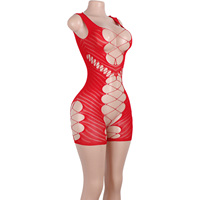 Ensemble short en maille dentelle rouge exotique sans manches pour scène de danse body danseur de pôle de danse tenues pour filles en diamant de cristal