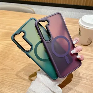 Colorful Skin Feel for Samsung S24 Ultra S23 Plus Magnetic Wireless Charging Phone Case for Samsung S22 Matte Case