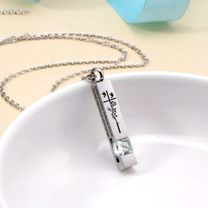 Kalung zirkon liontin geometris batu kelahiran 12 warna kalung guci baja tahan karat suvenir abu hewan peliharaan botol parfum dapat terbuka - Product Image 4