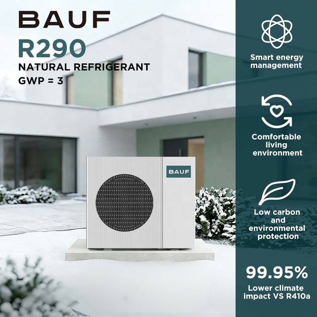 Ultra-Quiet 55.6dB R290 Air Source Heat Pump A+++ for Luxury Villa & Hotel Heating & Hot Water System 4.5 kW Electric Tankless