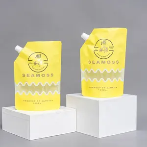 Souce líquido de zumo amarillo de 250ml, embalaje prensado de pie, bolsas de plástico para miel
