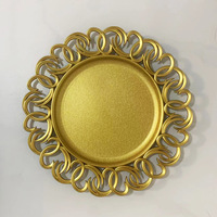 Transparante plastic diepe fruit schaal met gouden glitter, licht luxe retro design voor bruiloften, hotels & feesten, ronde vorm