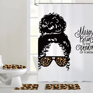 black girl african 3d print shower curtain sets with rugs 4 pcs polyester peva plastic waterproof wholesale curtains showers