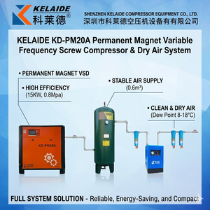 Compresseur d'air à vis sans huile à vitesse variable KELAIDE KD-PM20A 15KW avec moteur à aimant permanent et interface de contrôle tactile, stationnaire - Product Image 2