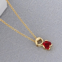 Collar de Cadena de Eslabones Chapado en Oro de 18K de Moda con Colgante de Corazón y Piedra de Nacimiento para Niña/Niño, Joyería Personalizada de Cadena de Clip para Mujer