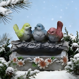 Dekoratif Saksılı Tuhaf Kuş Üçlüsü Figürü - Product Image 2