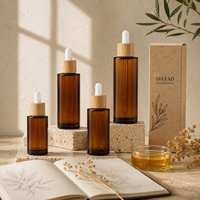 Bouteilles compte-gouttes en verre ambré de 20-100 ml avec pipette en bambou pour huiles végétales, aromathérapie et extraits de plantes – Approvisionnement direct usine