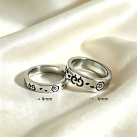 Großhandel Silber Paar-Ringset Damen Cartoon Gravierter Ring Anlaufgeschützt Passend für Sie und Ihn Versprechen Hochzeit Modeschmuck