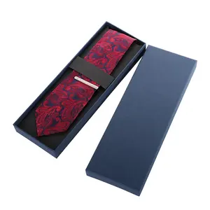 Kutu baskı erkekler cravat kravat hediye ambalaj siyah uzun kağit kutu