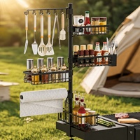 Moderno Soporte Plegable Multiusos para Barbacoa al Aire Libre, Estructura Metálica Resistente, Plegable e Impermeable, Organizador de Parrilla de Alta Resistencia