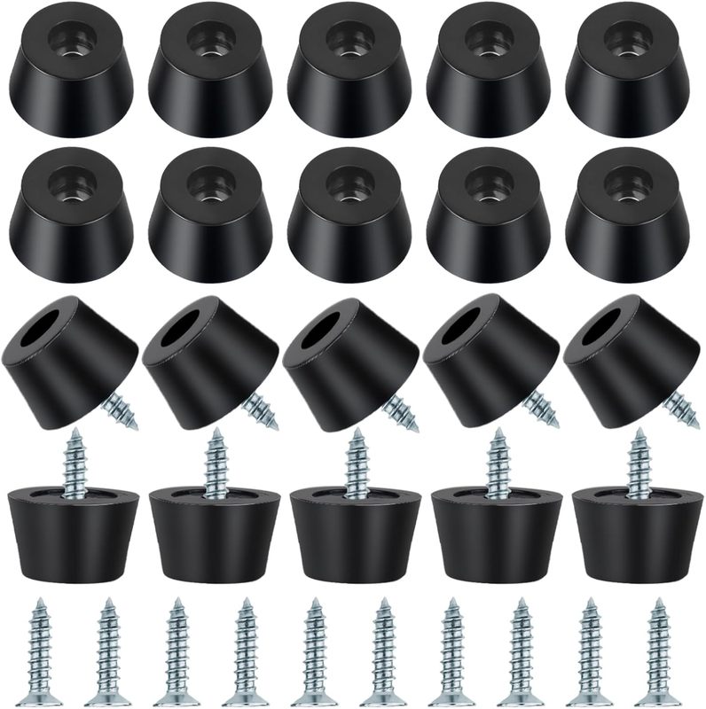 Black Rubber Feet with Screws Round