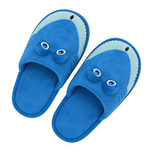 Pantuflas de tiburón personalizadas para niños, pantuflas de tiburón azul para casa, pantuflas de tiburón de peluche, zapatos de interior con diseño de animales para niños - Product Image 2