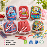Fabrieksdirect Halal Zure Snoepjes Gummy Ropes Zure Suiker Kauwgommetjes Groothandel OEM Aangepaste Verpakking in Emmers