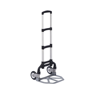 JK JK-RA60B Folding Aluminium Frame Hand Cart Dolly OEM Lightweight 2 Wheel <b>Platform</b> <b>Trolley</b> Chrome Plated Handle Silver/Green - Product Image 4
