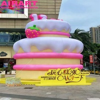 Modèle de gâteau d'anniversaire gonflable de grande taille pour la décoration d'activités, ballon de gâteau sucré gonflable de grande taille