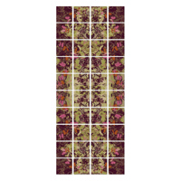 Dalles de moquette de style Art déco avec motif floral complexe, tons violets vifs et vert olive, revêtement de sol moderne de luxe pour l'hôtellerie