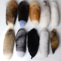 Queue de renard noire en fourrure véritable, grande taille 40 cm, en cristal, en gros, pour porte-clés