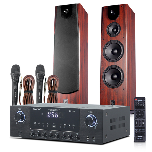 Tower Speaker Home Theater System Professional Karaoke KTV Dual 8-inch Wooden Woofer Stereo System for Home