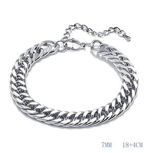 Unisex alla moda Anti-allergia bracciale in acciaio inox <span class=keywords><strong>con</strong></span> fibbia a <span class=keywords><strong>magnete</strong></span> quadrato placcato argento catena anteriore posteriore gioielli da uomo - Product Image 4