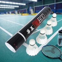 Volants de badminton professionnels Huamei CT800 en plumes de canard, double couche, avec base en liège – Lot de 12, durables et stables pour joueurs de club et compétitions