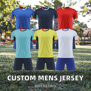Ensemble de maillots de sport unisexes à manches raglan personnalisés, séchage rapide, respirant, évacuation de l'humidité, col rond, manches courtes, uniforme d'équipe, football - Product Image 2