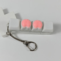 Capuchon de clavier en forme de patte de chat rose pour fille, en silicone souple, pour clavier mécanique, porte-clés, amusant à pincer (non compressé)