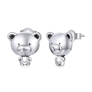 Bông Tai Gấu Trúc Mới S925 Sterling Silver Dễ Thương Gấu Trang Sức Động Vật SCE1005