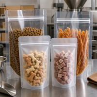 Sachet refermable transparent givré avec fermeture éclair, qualité alimentaire, pour aliments pour animaux, croquettes, friandises, viande séchée, emballage de stockage, vente en gros