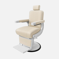 Fauteuil de Barbier Inclinable Robuste en Gros, Chaise de Salon en Cuir Blanc avec Cadre Métallique Robuste pour Salon de Coiffure et Esthétique