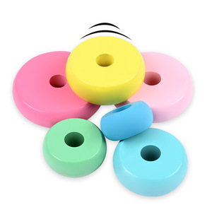 Wooden Rainbow Tower Stacking Toy For Children 13.5*5.8cm Early Education <b>Building</b> <b>Block</b> Nesting Play Set - Product Image 2