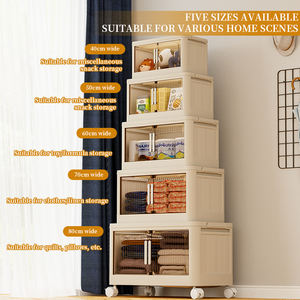 Armoire de <span class=keywords><strong>rangement</strong></span> en plastique multicouche pliante vêtements maison chambre étagères transparentes casier sans sécurité organisateur de boîte pliante - Product Image 4