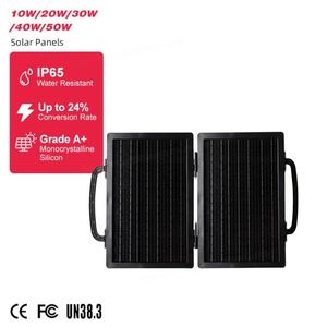 Panneaux solaires monocristallins entièrement noirs pliables de 10W à 50W pour une utilisation domestique et commerciale en extérieur - Product Image 1