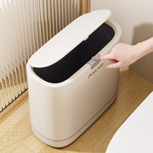 Ascor Trash Can 10L With Lid Space Saving For Bathroom Kitchen Toilet - Product Image 1