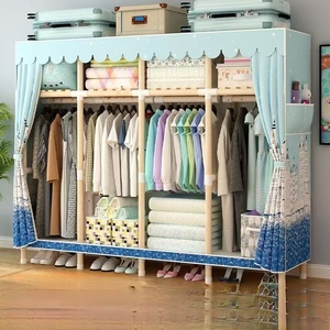 Armario de tela de madera plegable para dormitorio DIY, armario de almacenamiento de ropa, armario portátil de tela para niños - Product Image 6