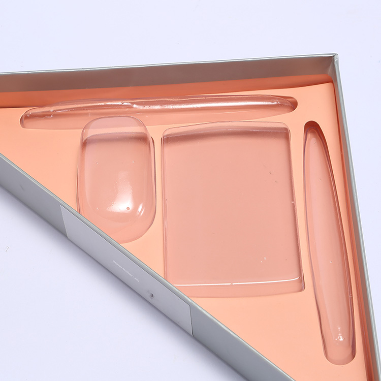 Custom makeup tools cosmetic packaging small chocolate triangle shape gift box with insert