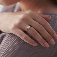 AR074 Perhiasan Trendy Ukuran Dapat Disesuaikan Perak Sterling 925 Bentuk Batu Gula Bertabur CZ Cincin Terbuka untuk Wanita Hadiah Ulang Tahun Harian