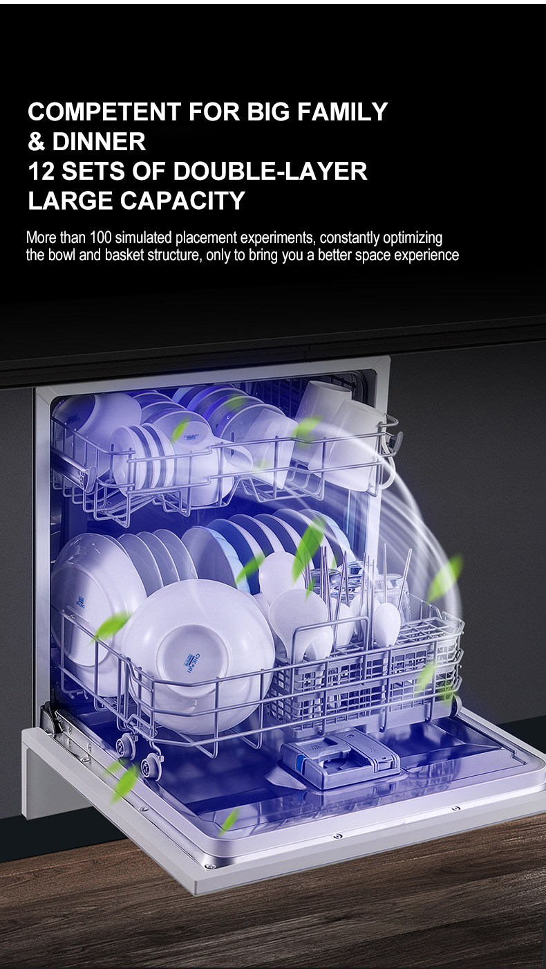 Embedded Dishwasher Household And Commercial Large Built-in Stainless Steel Intelligent Automatic Drawer Dishwasher Factory OEM