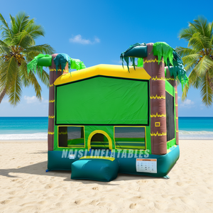 Castillo Inflable Tropical con Palmeras, Brincolines para Fiestas Infantiles, Trampolín, Globos, Productos Inflables Económicos para Alquilar - Product Image 1