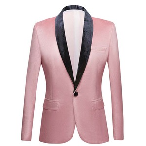 Chaqueta de traje ajustada de <span class=keywords><strong>terciopelo</strong></span> plano para <span class=keywords><strong>hombre</strong></span>, gran oferta, chaqueta informal para vestido de banquete de boda europeo y americano - Product Image 1