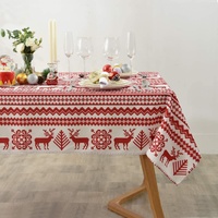 137 x 274 cm Rechteckige Plastik-Tischdecke Wasserdicht Weihnachts-Tischdecke für Weihnachtsfeier-Tischdekoration