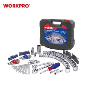 WORKPRO-caja de herramientas mecánicas, Kit de herramientas manuales de reparación de automóviles, llave de engranaje Dr. CR-V, 101 piezas, 1/4 ''y 3/8''