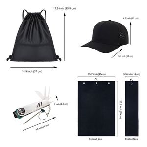 Custom Logo <b>Drawstring</b> <b>Backpack</b> Sports Cap Microfiber Towel Golf Tool Swag Kit for Corporate Events - Product Image 2