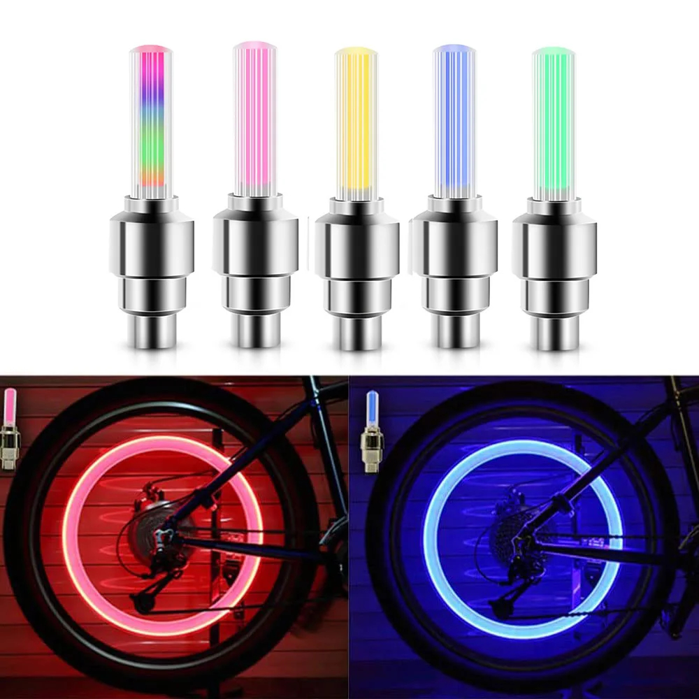Neon Bike Spoke Lights Bicycle Led Light Tire Valve Cap Flashlight Wheel Spoke Lightweight Car Motorcycle Accessories
