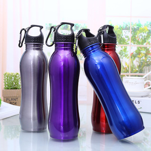 Vente en gros de gourdes isothermes en acier inoxydable à paroi simple de 500 ml et 750 ml, en forme de <span class=keywords><strong>gourde</strong></span>, avec mousqueton - Product Image 6
